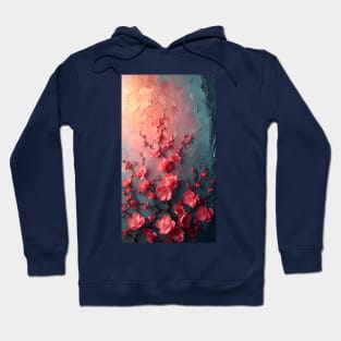 Abstract painting of pink flowers against golden subset Hoodie